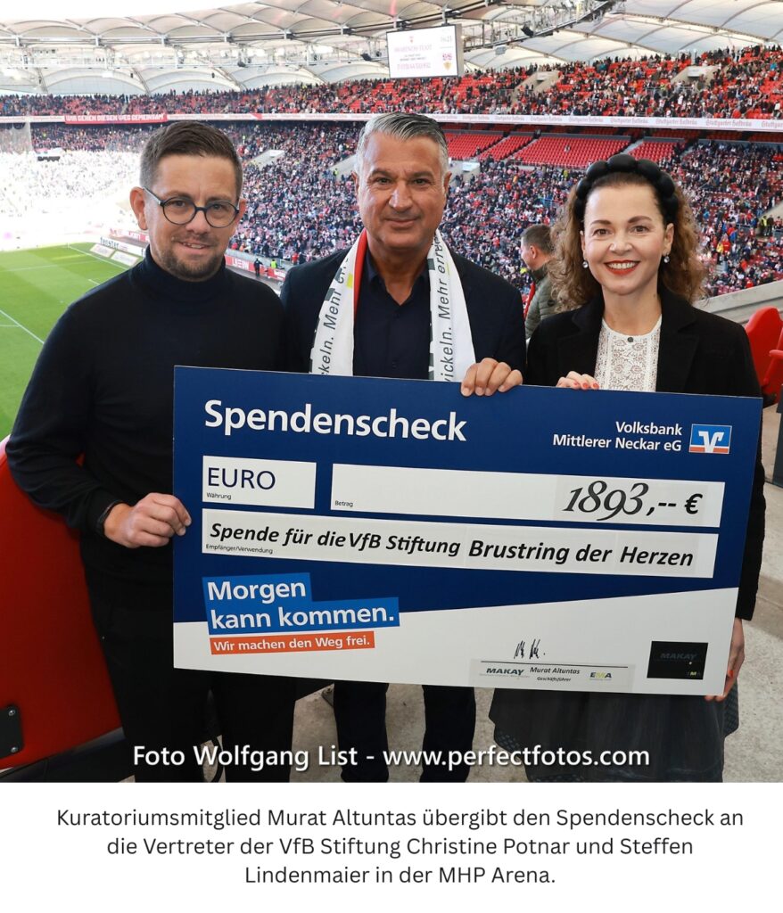 Spendenuebergabe VfB Stiftung Brustring der Herzen - Makay GmbH